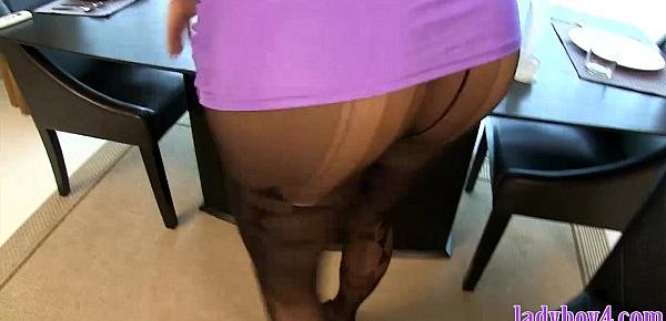  MILF ladyboy looks amazing in this dinner date ass fucking